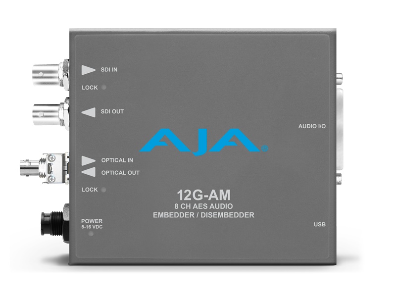 AJA 12G-AM-R-ST 12G-SDI 8-Channel AES Embedder/Disembedder with ST Fiber Rx SFP