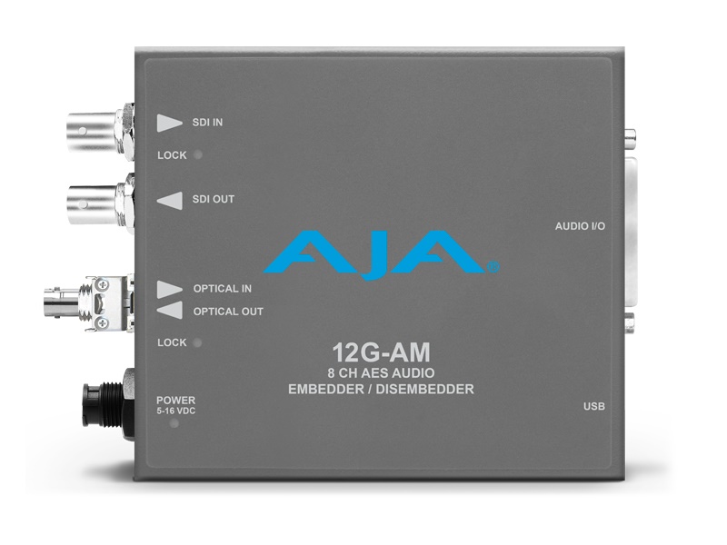 AJA 12G-AM-T-ST 12G-SDI 8-Channel AES Embedder/Disembedder with ST Fiber Tx SFP