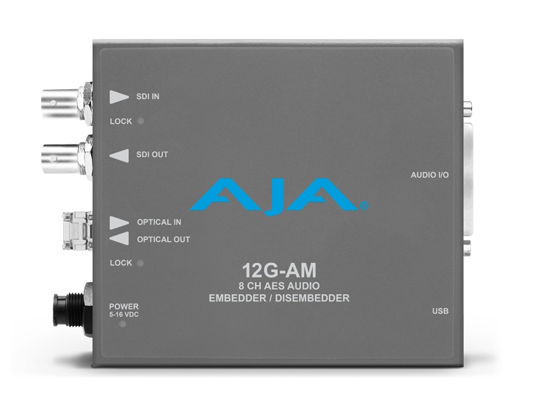 AJA 12G-AM-TR 12G-SDI 8-Channel AES Embedder/Disembedder with LC Fiber TR SFP