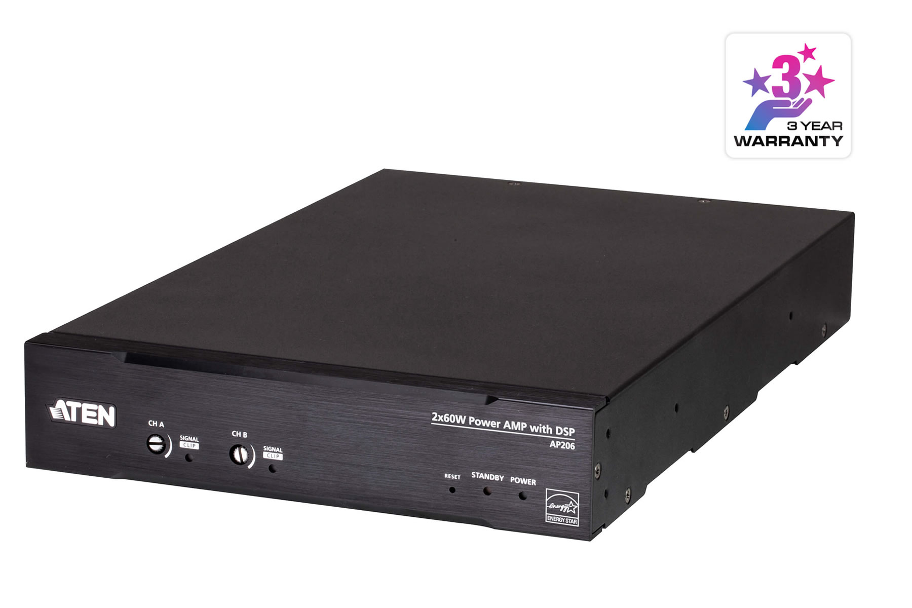 Aten AP206 2 x 60W DSP Power Amplifier / Class-D / 4 Ohm or 70/100V Bridge / WebGUI