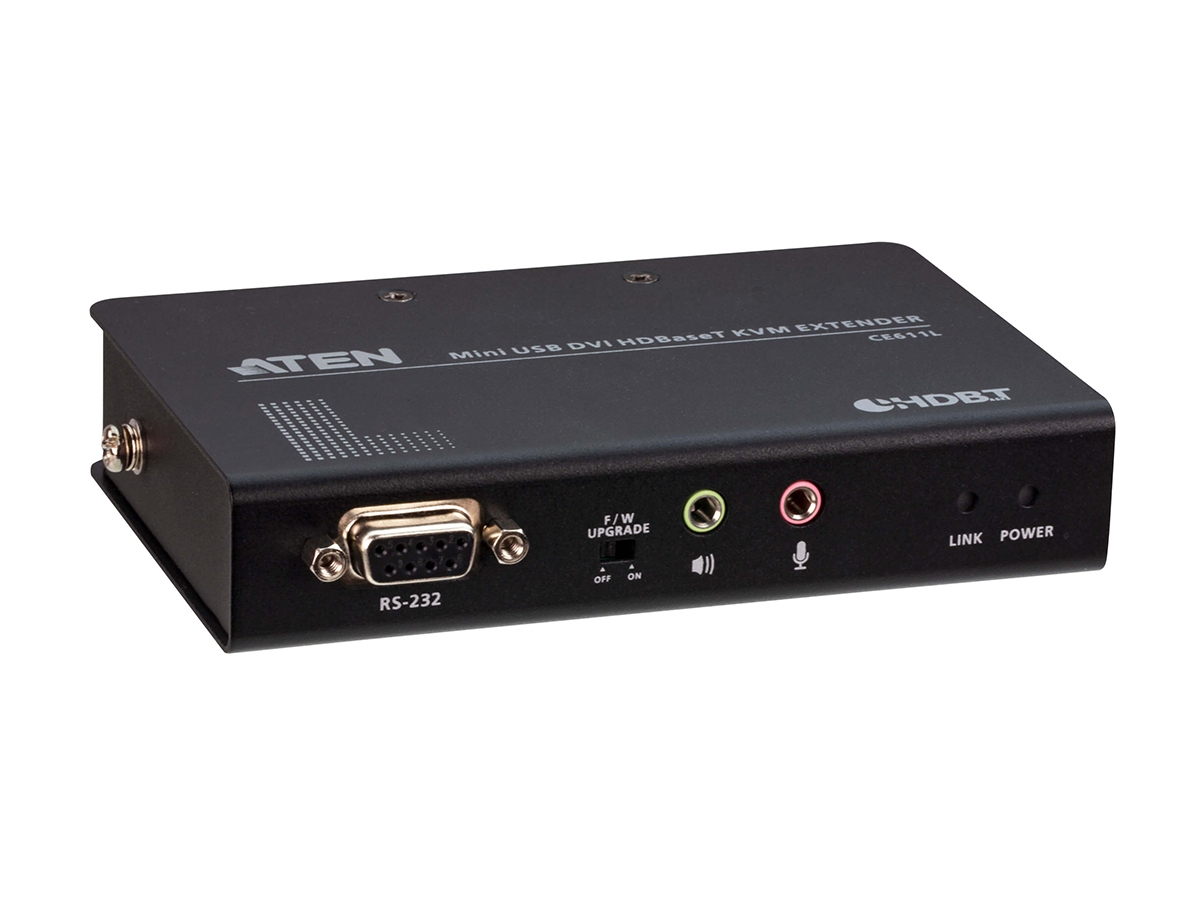 Aten CE611 HDBaseT USB DVI KVM Extender Transmitter / Receiver 330ft/100m Stereo Audio / RS-232 / USB 2.0