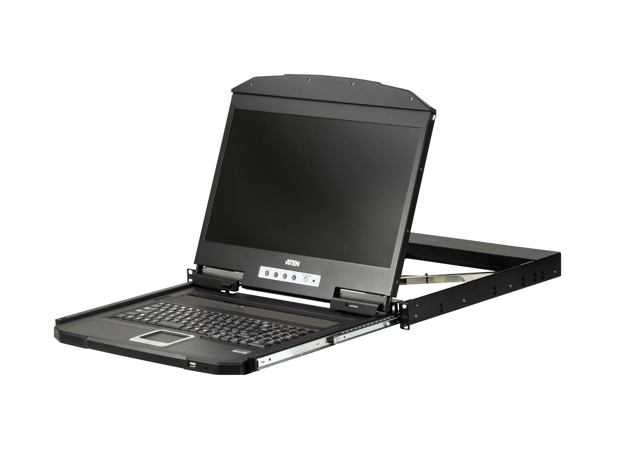 Aten CL3700NW 1U Ultra Short Depth Single Rail WideScreen LCD Console (USB/HDMI) with Full HD Resolution/1920×1080