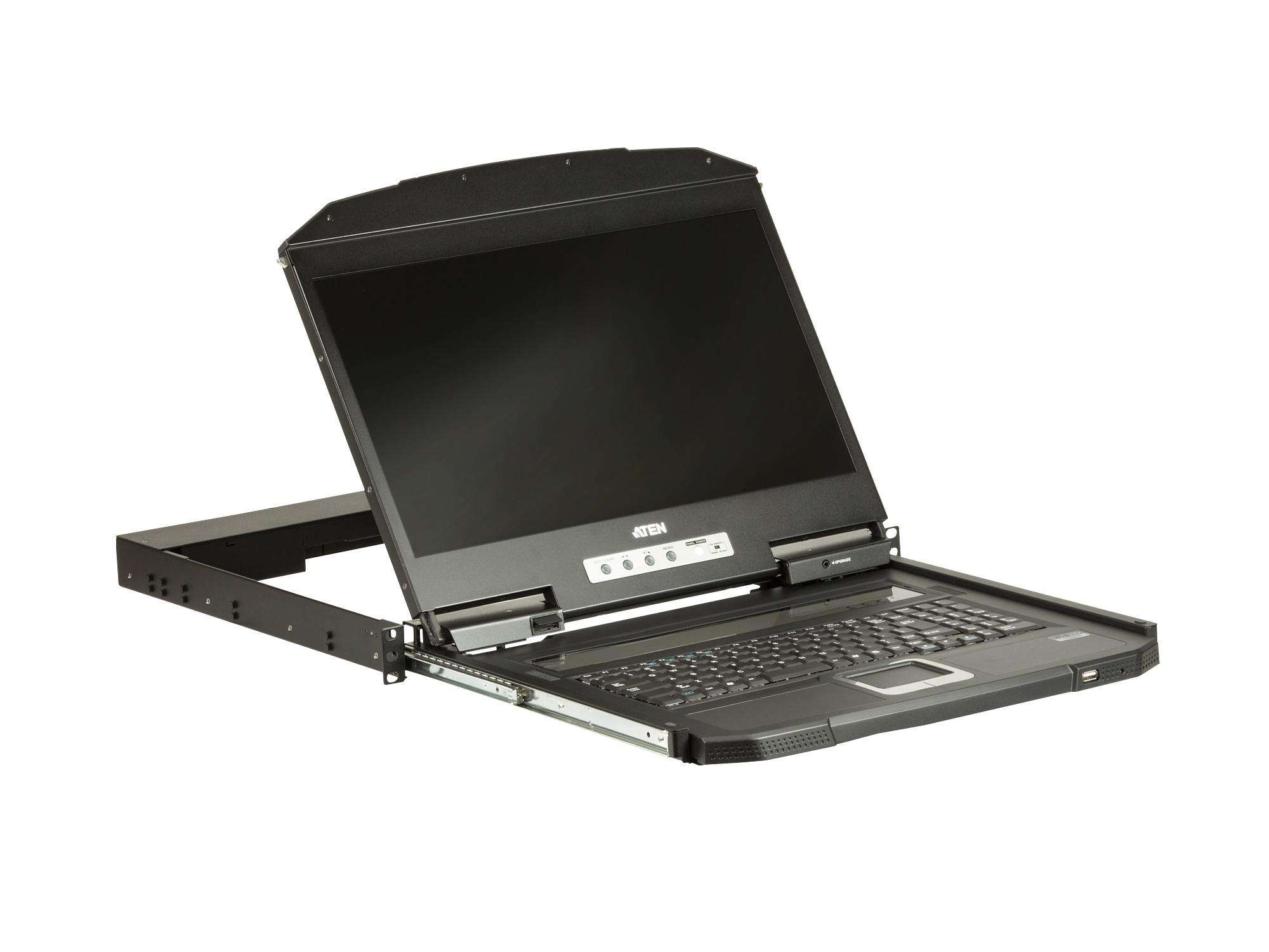 Aten CL3700NW 1U Ultra Short Depth Single Rail WideScreen LCD Console (USB/HDMI) with Full HD Resolution/1920x1080 - Image 2