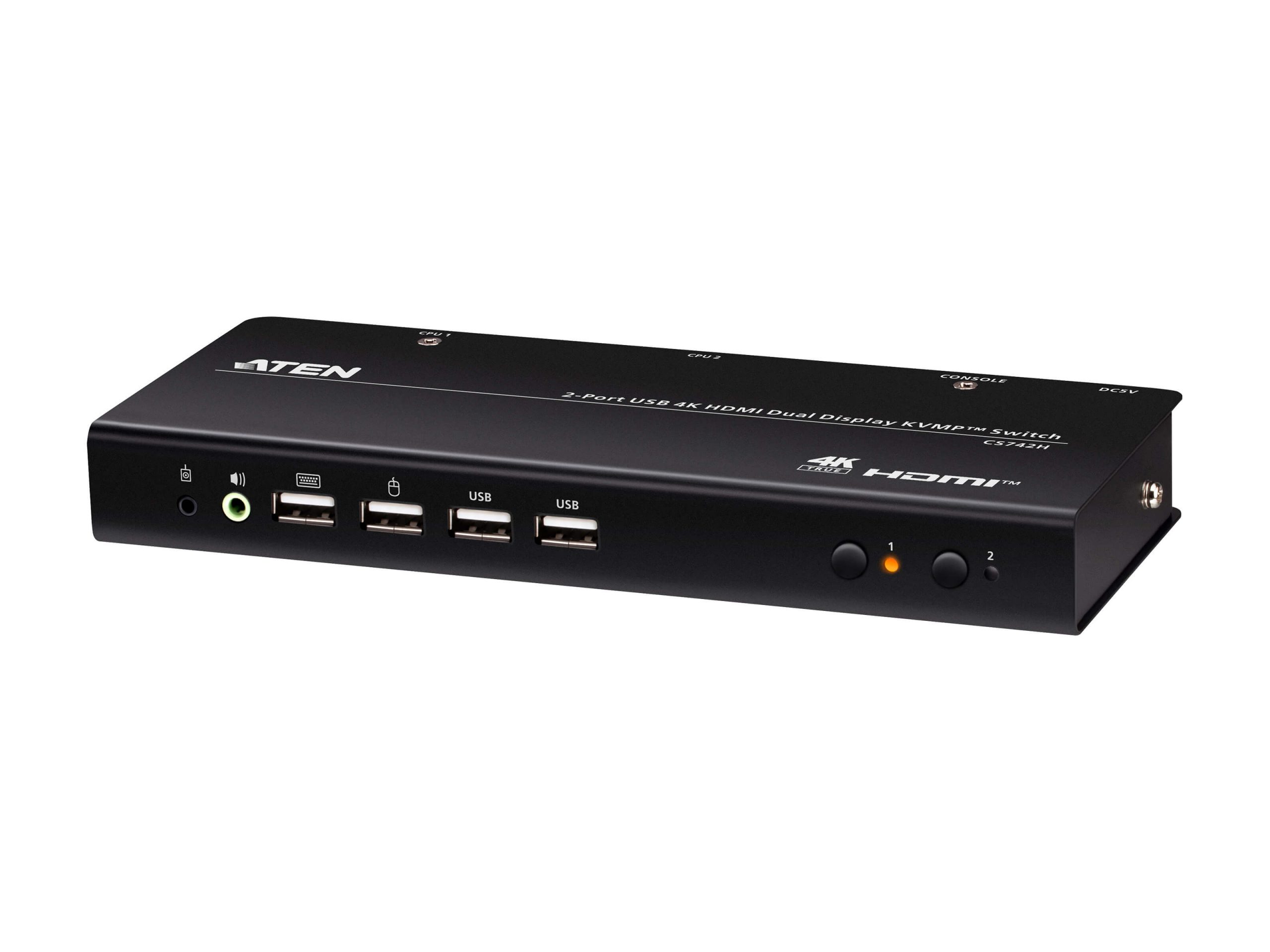 Aten CS742H 2-Port USB 4K HDMI Dual-Display KVM Switcher / Dual HDMI / 4K60
