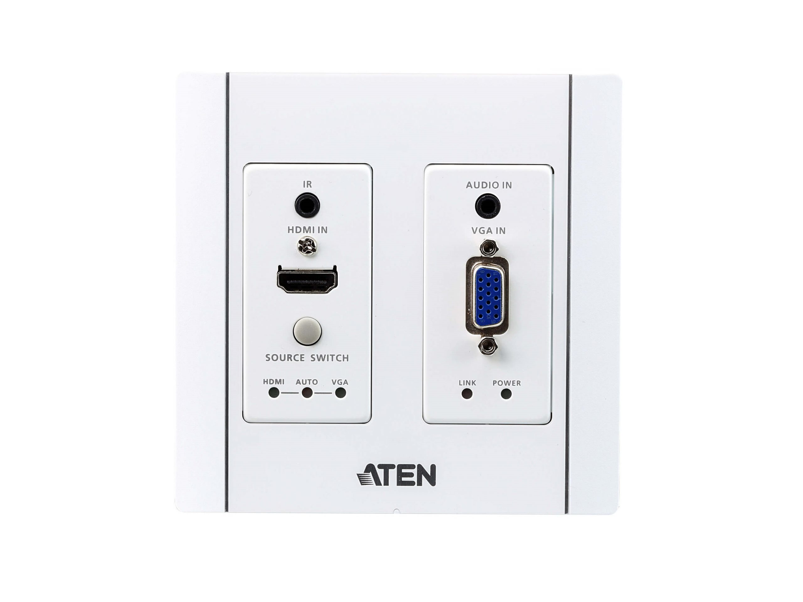 Aten VE2812AUST HDMI and VGA HDBaseT Transmitter with US Wall Plate/PoH (4K@100m/HDBaseT Class A/PoH PD)