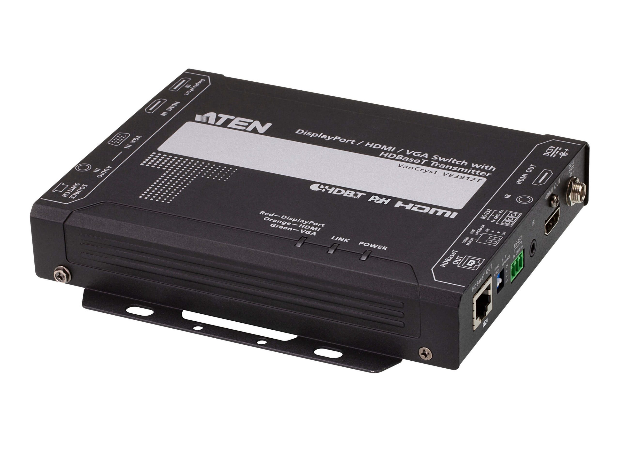 Aten VE3912T DisplayPort/HDMI/VGA Switch with HDBaseT Transmitter (PoH PD)