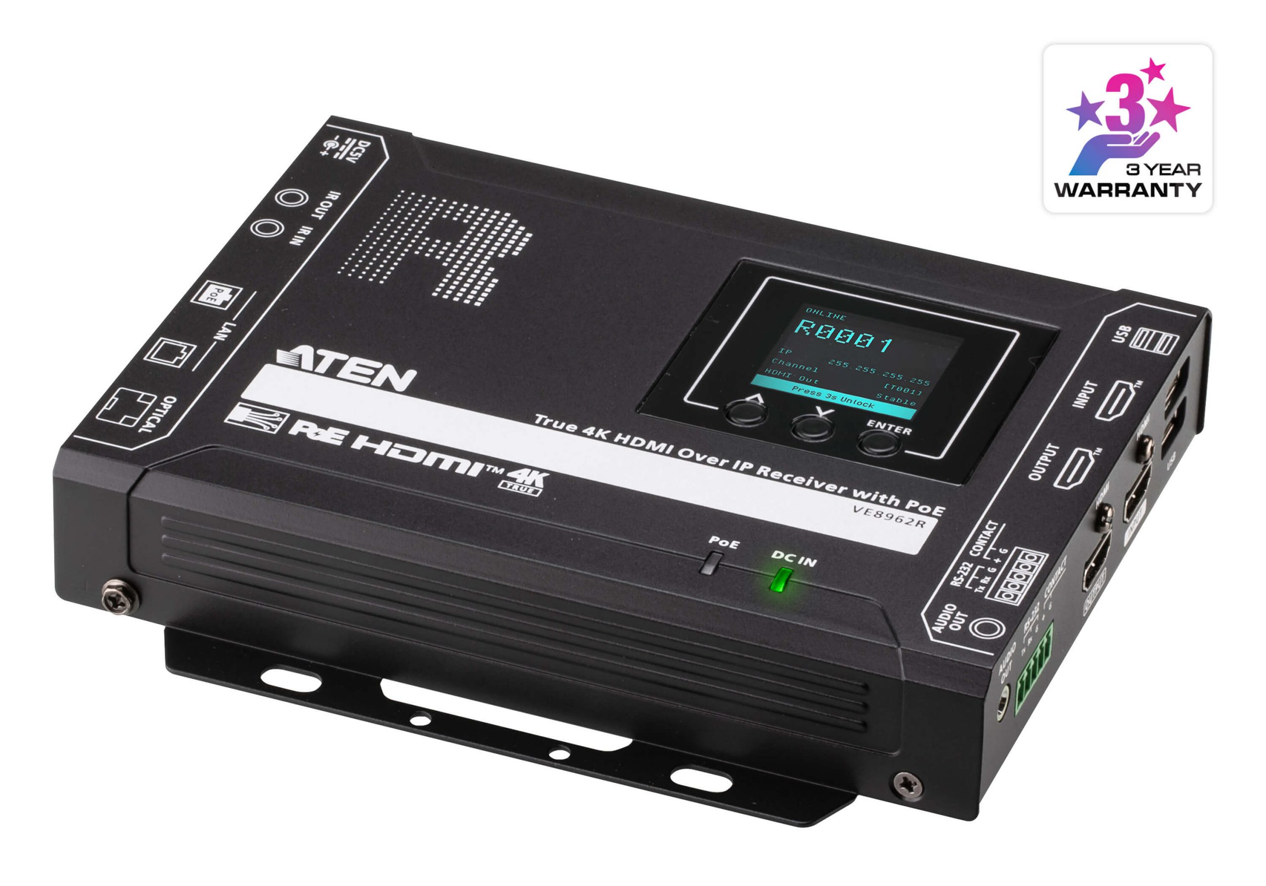 Aten VE8962R True 4K HDMI over IP Receiver with PoE