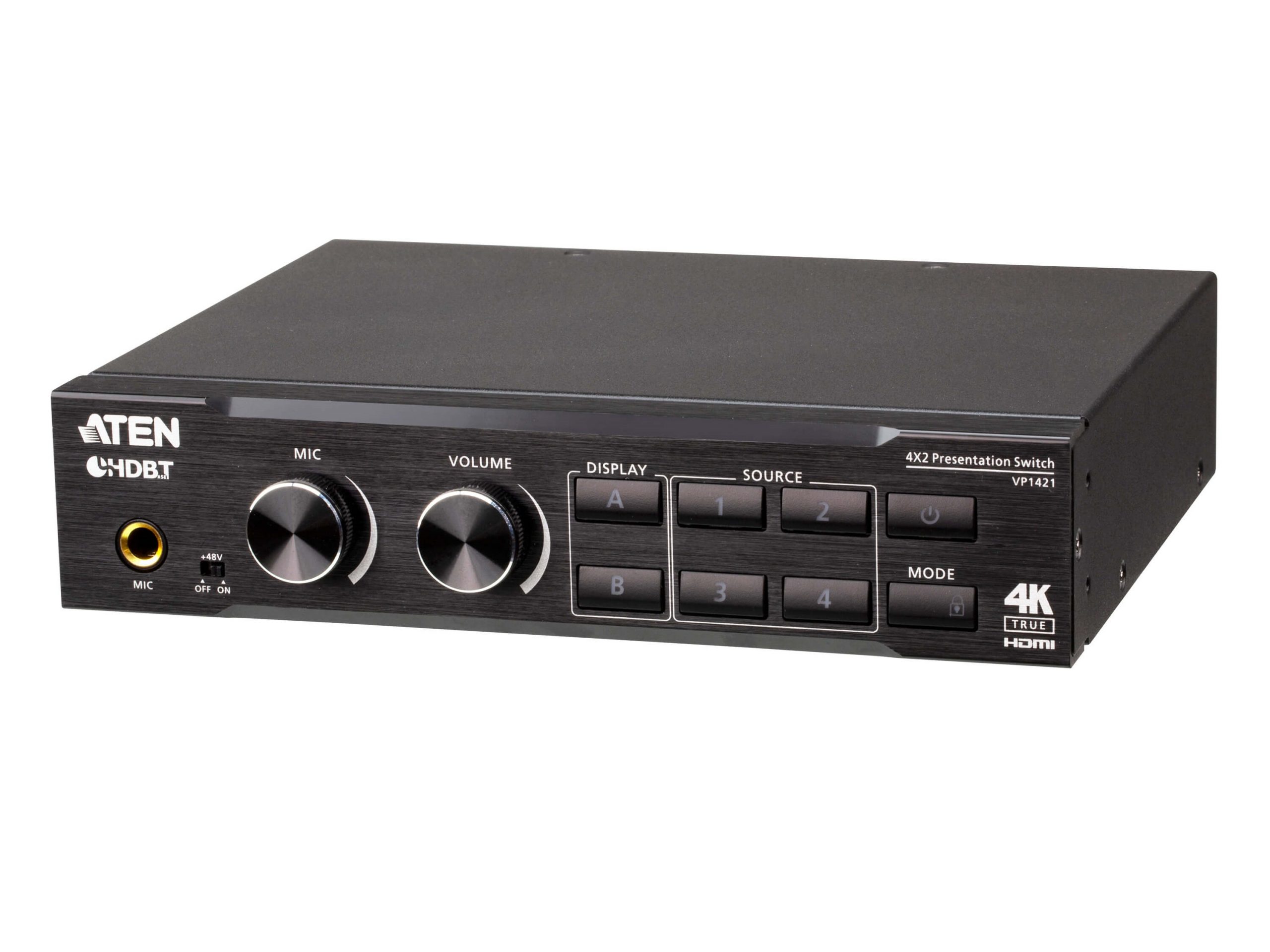 Aten VP1421 4×2 True 4K Presentation Matrix Switch with Scaling/DSP and HDBaseT-Lite