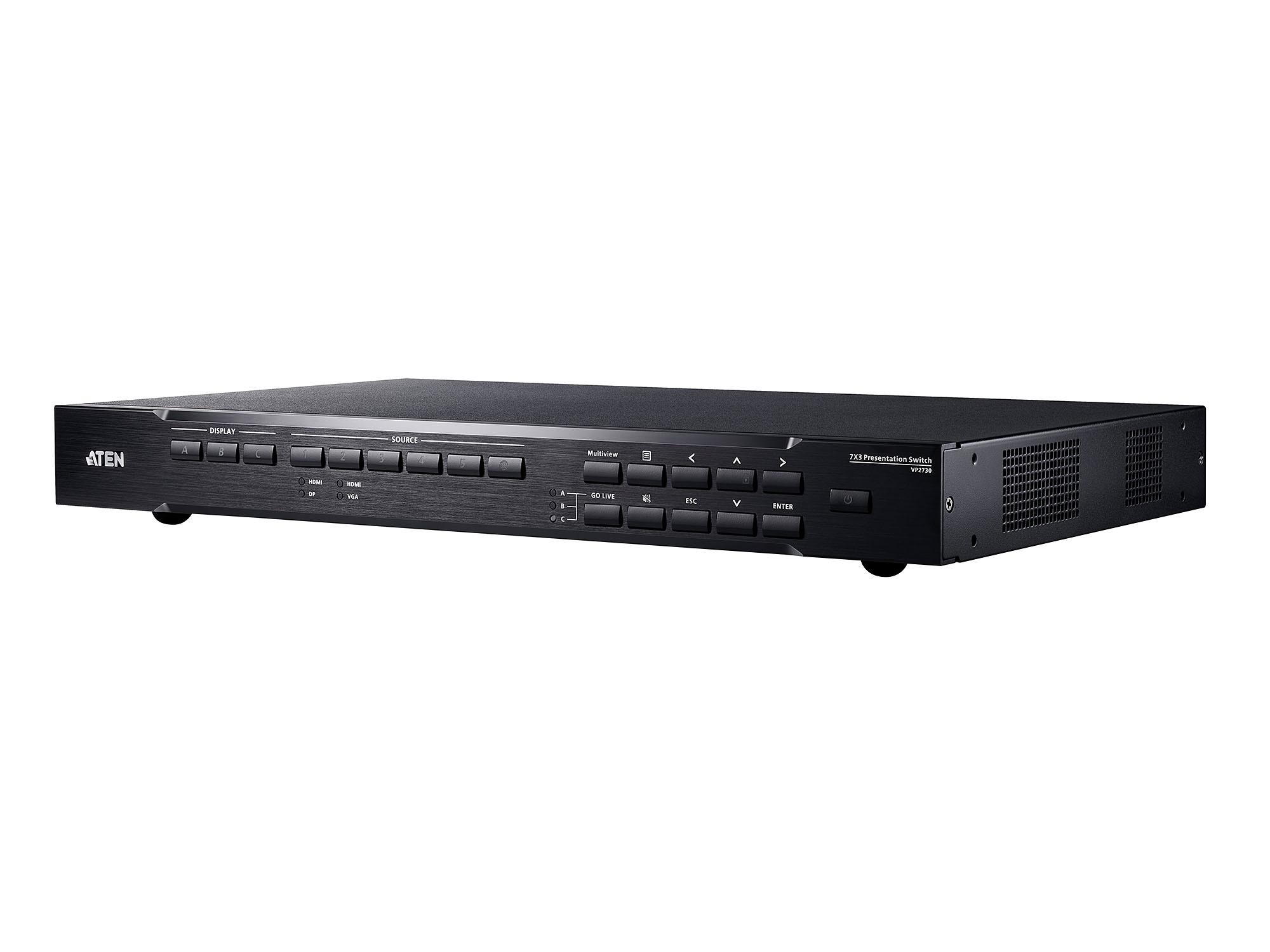 Aten VP2730 7×3 Seamless Presentation Matrix Switch with Scaler/Streaming/Audio Mixer and HDBaseT