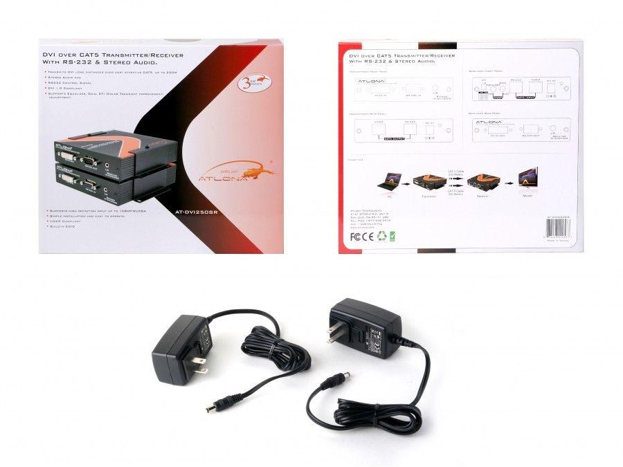 Atlona AT-DVI250SR-b DVI w RS232/Analog Audio Extender over Cat5/6 up to 850ft - Image 2