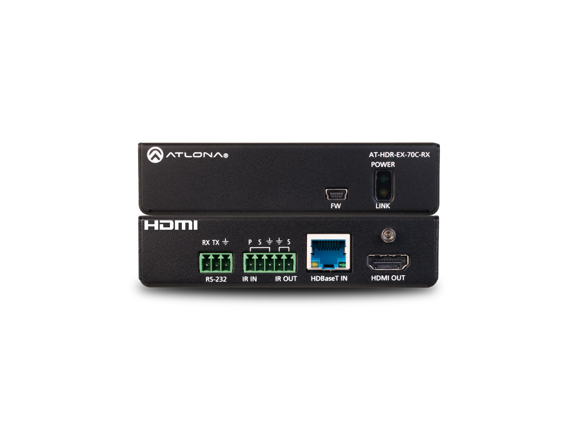 Atlona AT-HDR-EX-70C-RX HDBaseT Receiver 4K/60 4:4:4 HDR10/HLG/Dolby Vision / RS-232/IR / PoE / 130ft