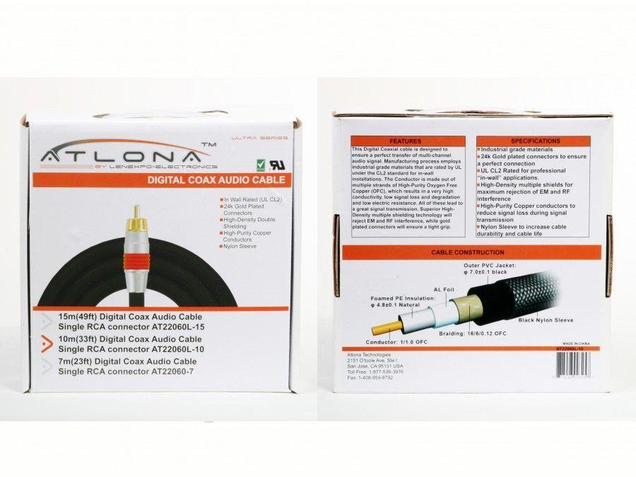 Atlona AT22060L-10 10M (33Ft) Digital Coaxial (Spdif) Audio Cable - Image 3