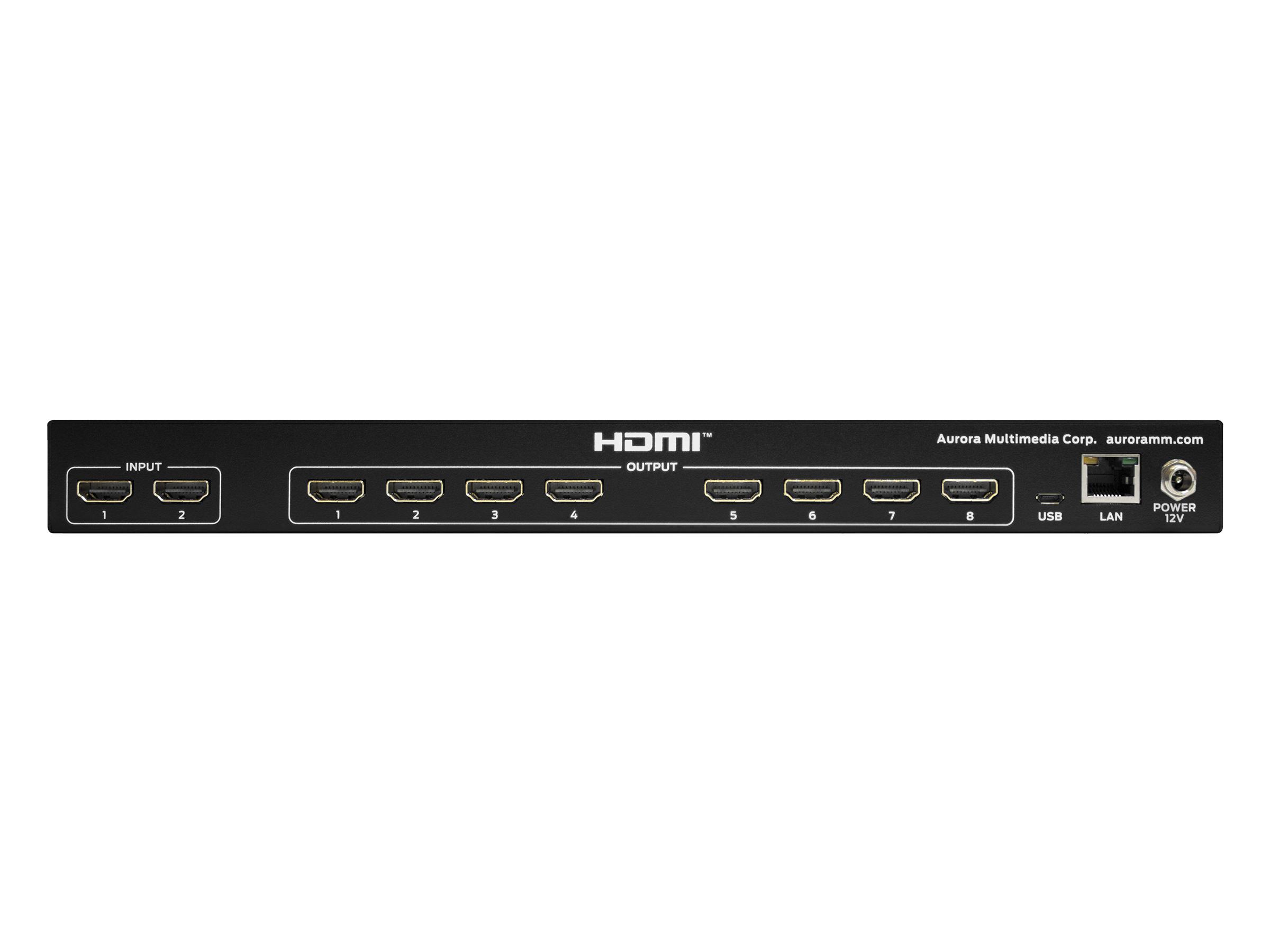 Aurora Multimedia DXE-218 2x8 HDMI 4K Advanced Splitter with Downscaling - Image 3