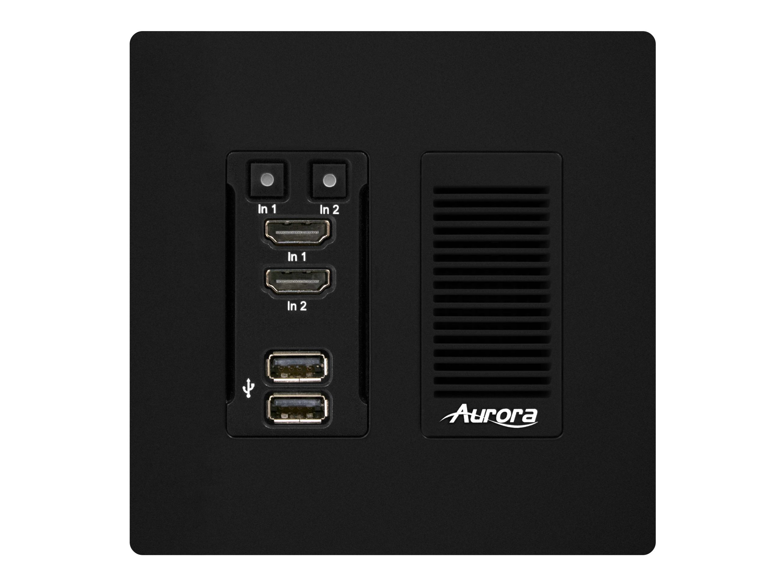 Aurora Multimedia HT-TX1-WP2-B 2 Input 4K60 4x4x4 Uncompressed HDBaseT 2.0 Wall Plate Transmitter/330ft/Black