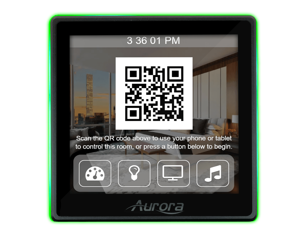 Aurora Multimedia RXT-4D-G3-S-B 4” 1:1 aspect ratio in-wall ReAX touch panel control system with serial, relay, I/O, IR, and Ethernet control ports