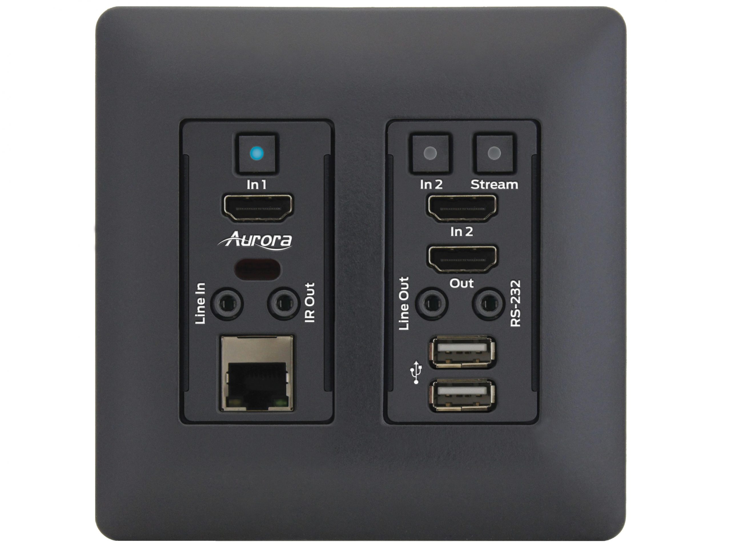 Aurora Multimedia VLX-TCW2H-C-B HDMI 4K IP Audio/Video Wall Plate Extender/Black
