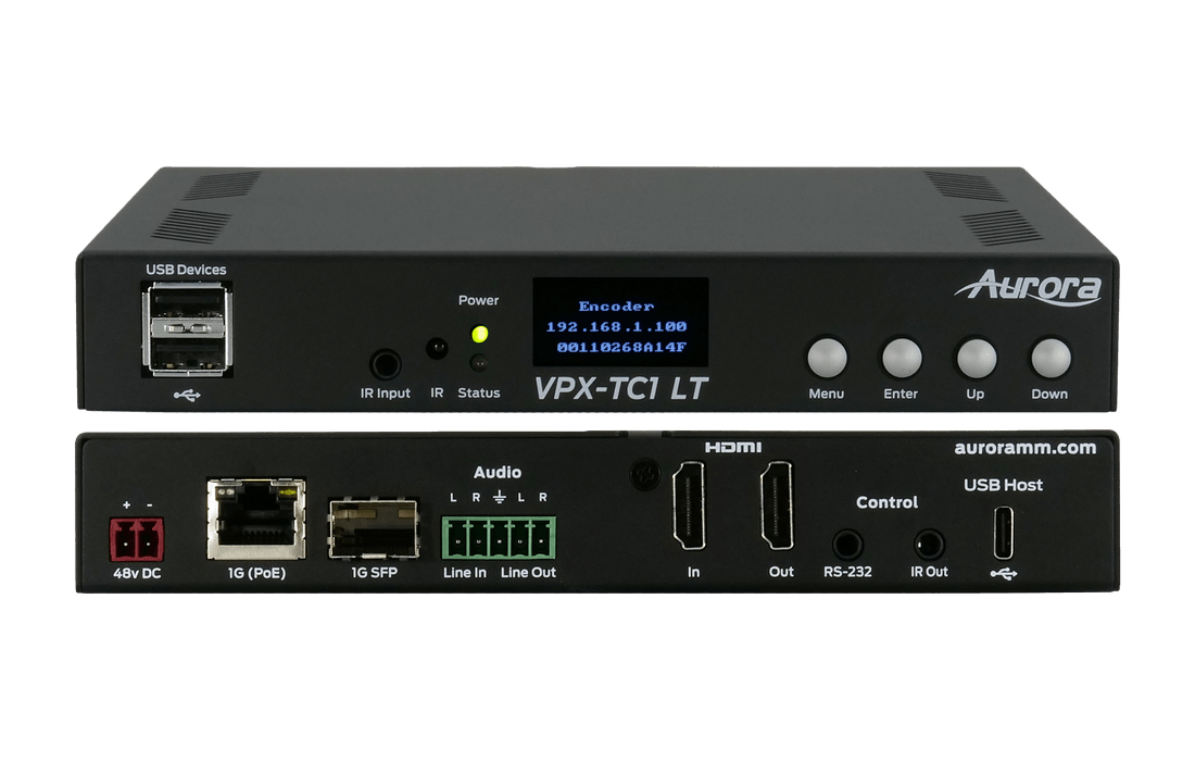 Aurora Multimedia VPX-TC1-LT 4K30 4:4:4 1Gbps Zero Frame Latency AV over IP
