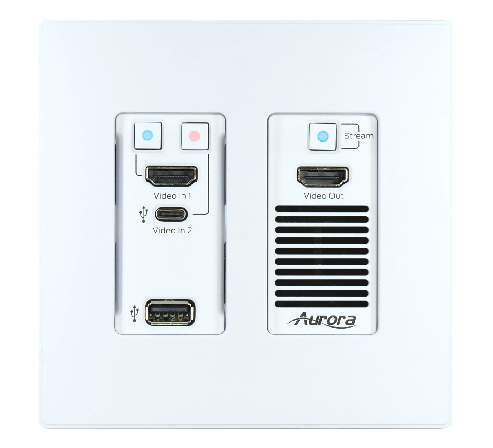 Aurora Multimedia VPX-TC1-WP2-PRO-W 4K60 4:4:4 1Gbps AV over IP Wall Plate Transceiver – White