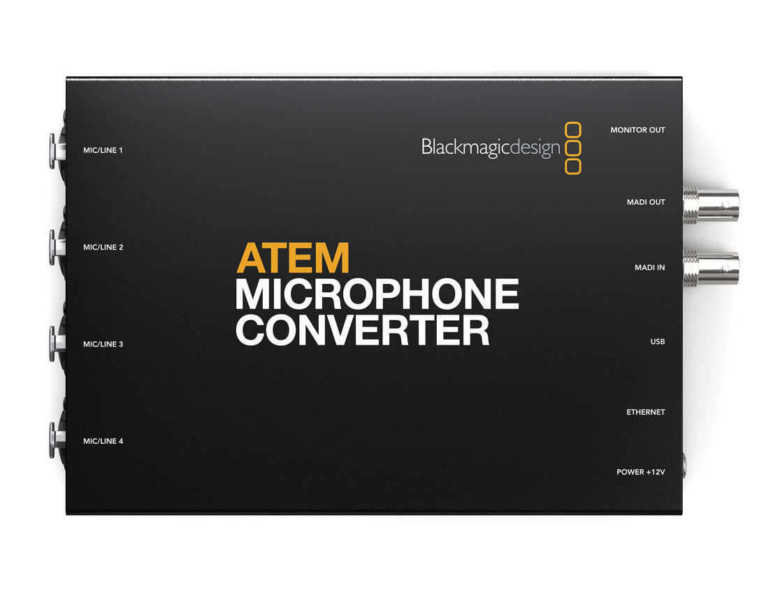 Blackmagic Design BMD-SWATEMTVSTDMC 4-Channel Mic Converter / 4 XLR Inputs / MADI Output / 32-Bit Float Preamps / HDMI Monitor