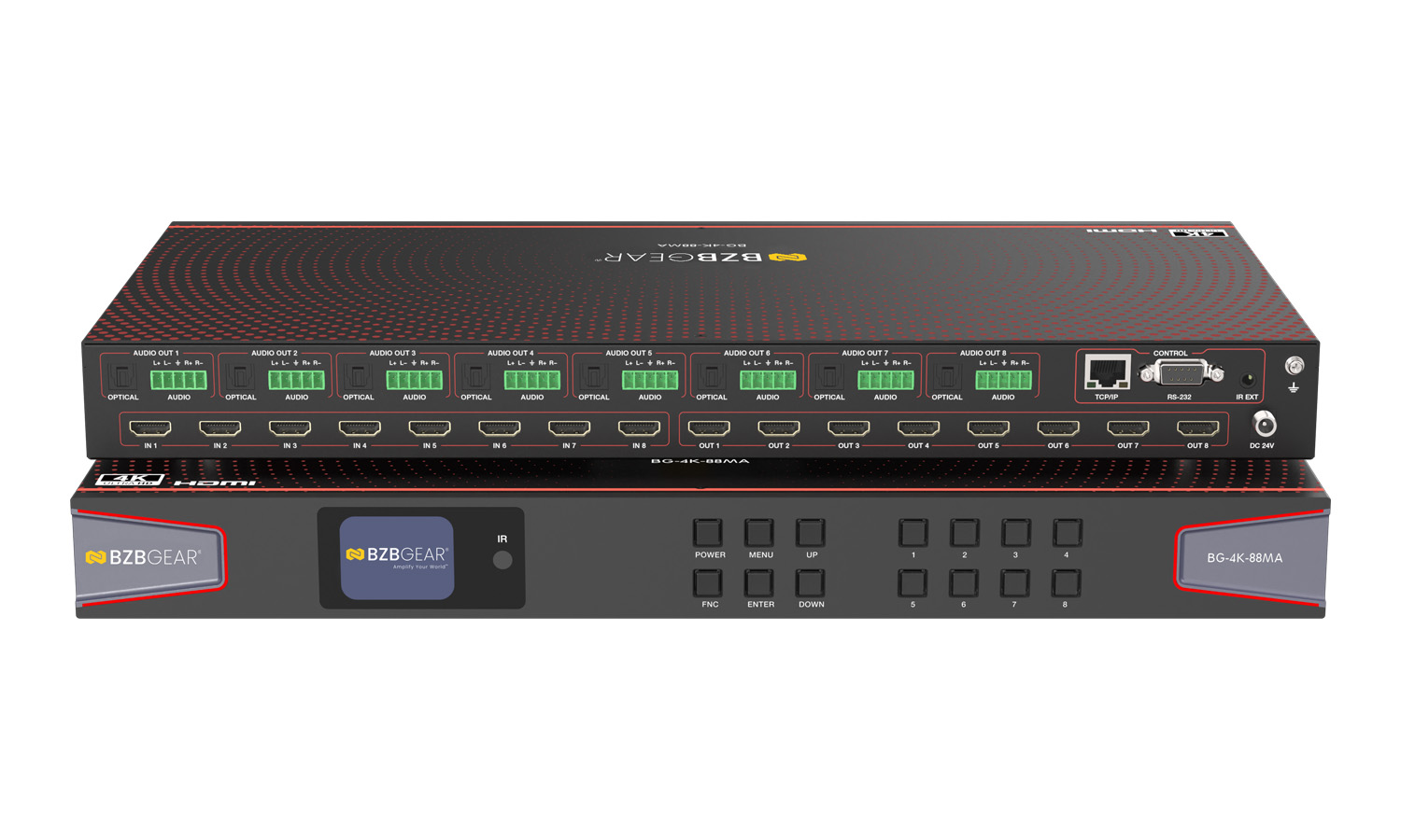 BZBGEAR BG-4K-88MA 8×8 4K UHD HDMI 2.0 Matrix Switcher with Audio De-embedding and Independent Routing (4K60 – 4:4:4 and HDR Support)