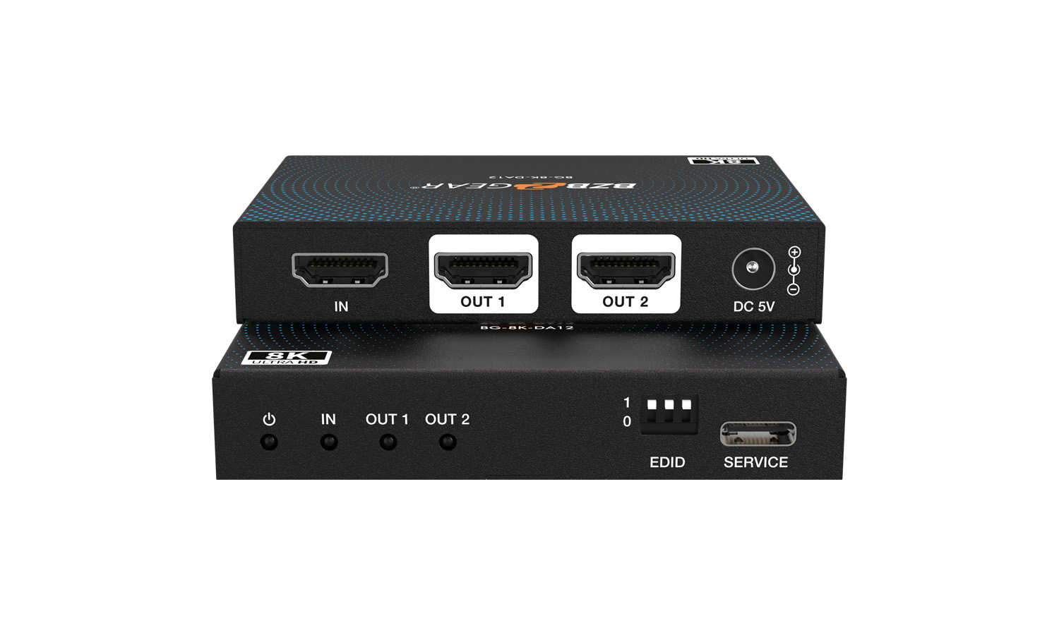 BZBGEAR BG-8K-DA12 1×2 8K UHD HDMI 2.1 Splitter with Auto Downscaling (8K60/4K120 and VRR/ALLM/QMS/QFT/SBTM Support)