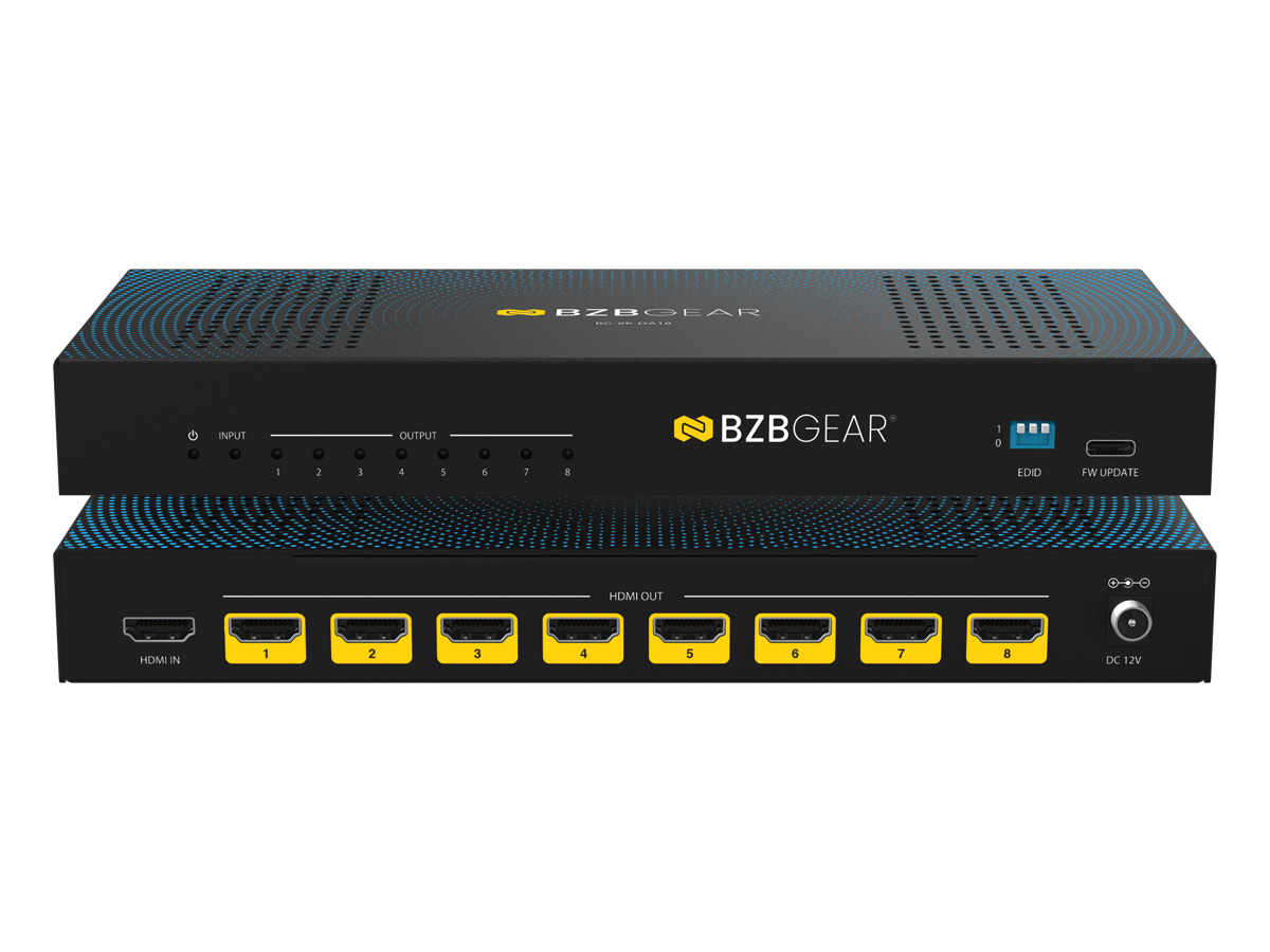 BZBGEAR BG-8K-DA18 1×8 8K UHD HDMI 2.1 48Gbps Splitter with Auto Downscaling (8K60/4K120 and VRR/ALLM/QMS/QFT/SBTM Support)