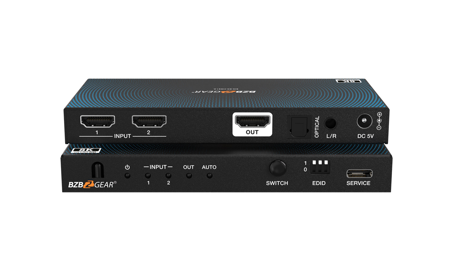 BZBGEAR BG-8K-HS21A 2×1 8K UHD HDMI 2.1 Switcher with Audio De-Embedding (8K60/4K120Hz 4:4:4 VRR/FVA/ALLM Support)