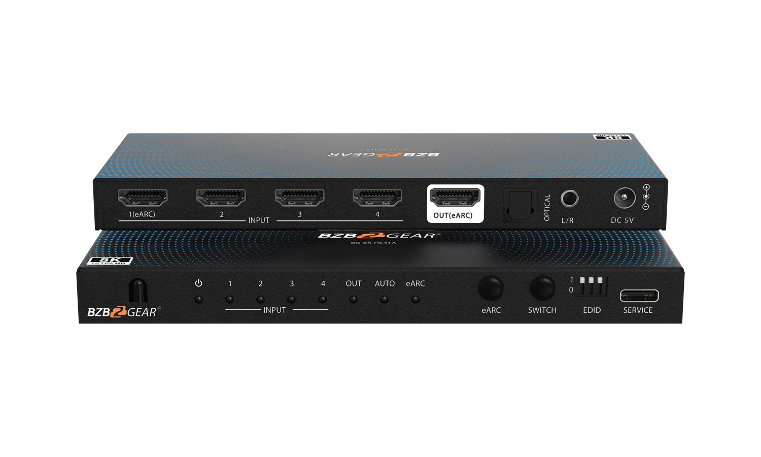 BZBGEAR BG-8K-HS41A 4×1 8K UHD HDMI 2.1 Switcher with Audio De-Embedding (8K60/4K120Hz 4:4:4 VRR/FVA/ALLM Support)
