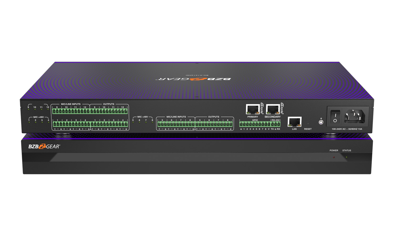 BZBGEAR BG-A1616MD-b 16×16 Balanced Digital Audio Processor/Matrix with 12-Channel Mic Line In/Out and 4-Channel Dante In/Out plus AEC/ANS/Filter/Limiter/EQ/Delay Support