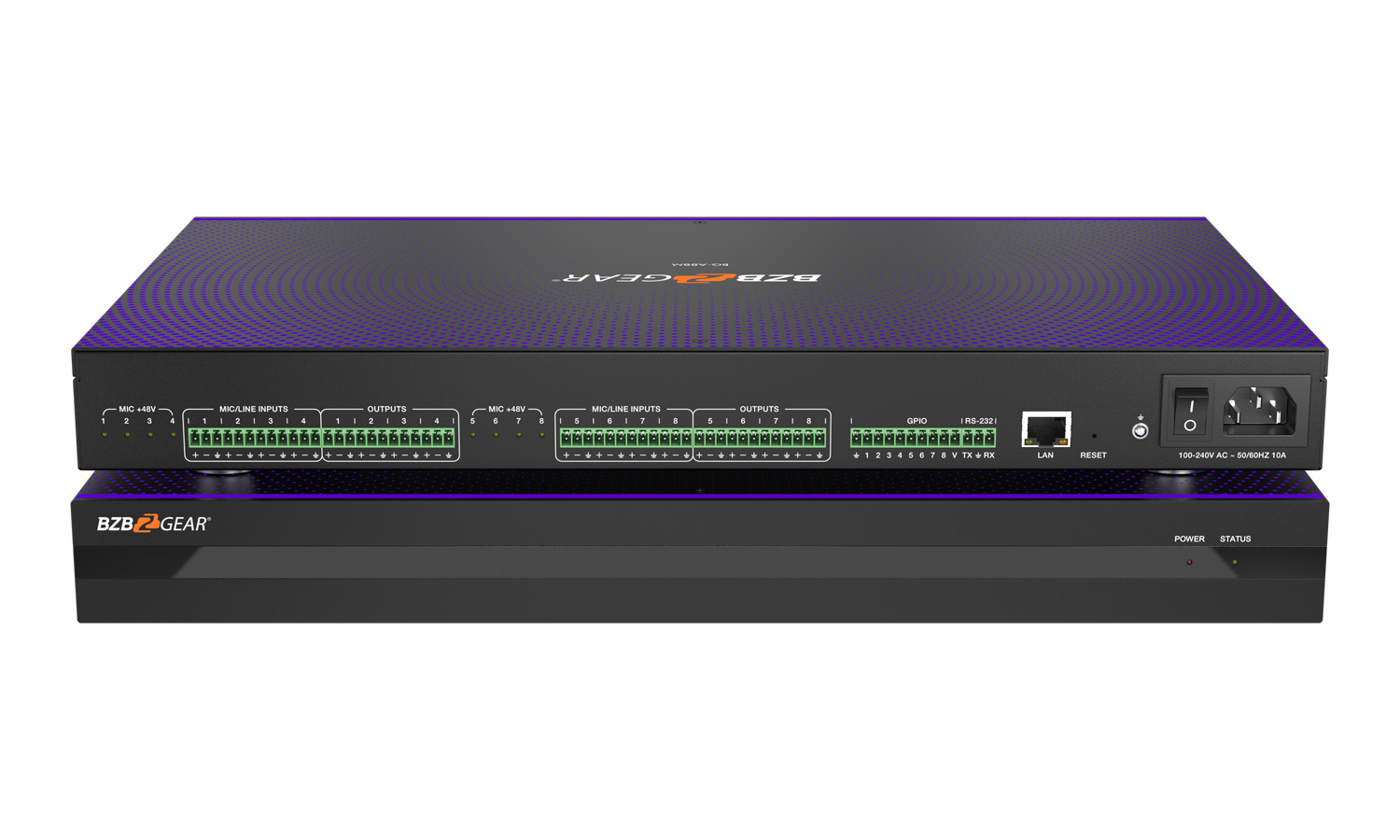 BZBGEAR BG-A88M-b 8×8 Balanced Digital Audio Processor/Matrix with AEC/ANS/AGC/Auto Mixer and 8-Channel Programmable GPIO Support