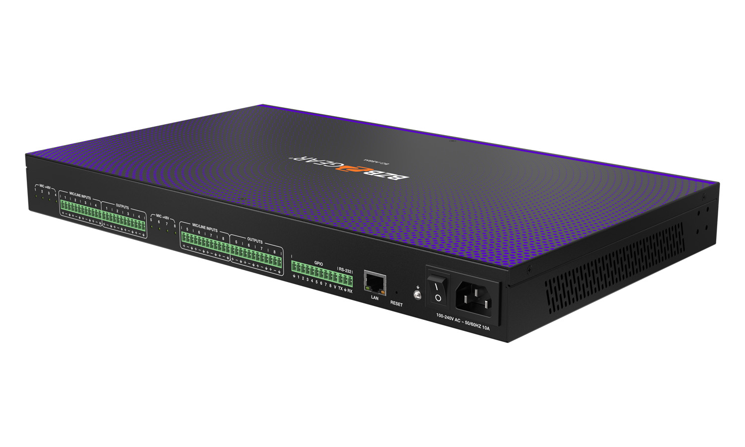 BZBGEAR BG-A88M-b 8x8 Balanced Digital Audio Processor/Matrix with AEC/ANS/AGC/Auto Mixer and 8-Channel Programmable GPIO Support - Image 3