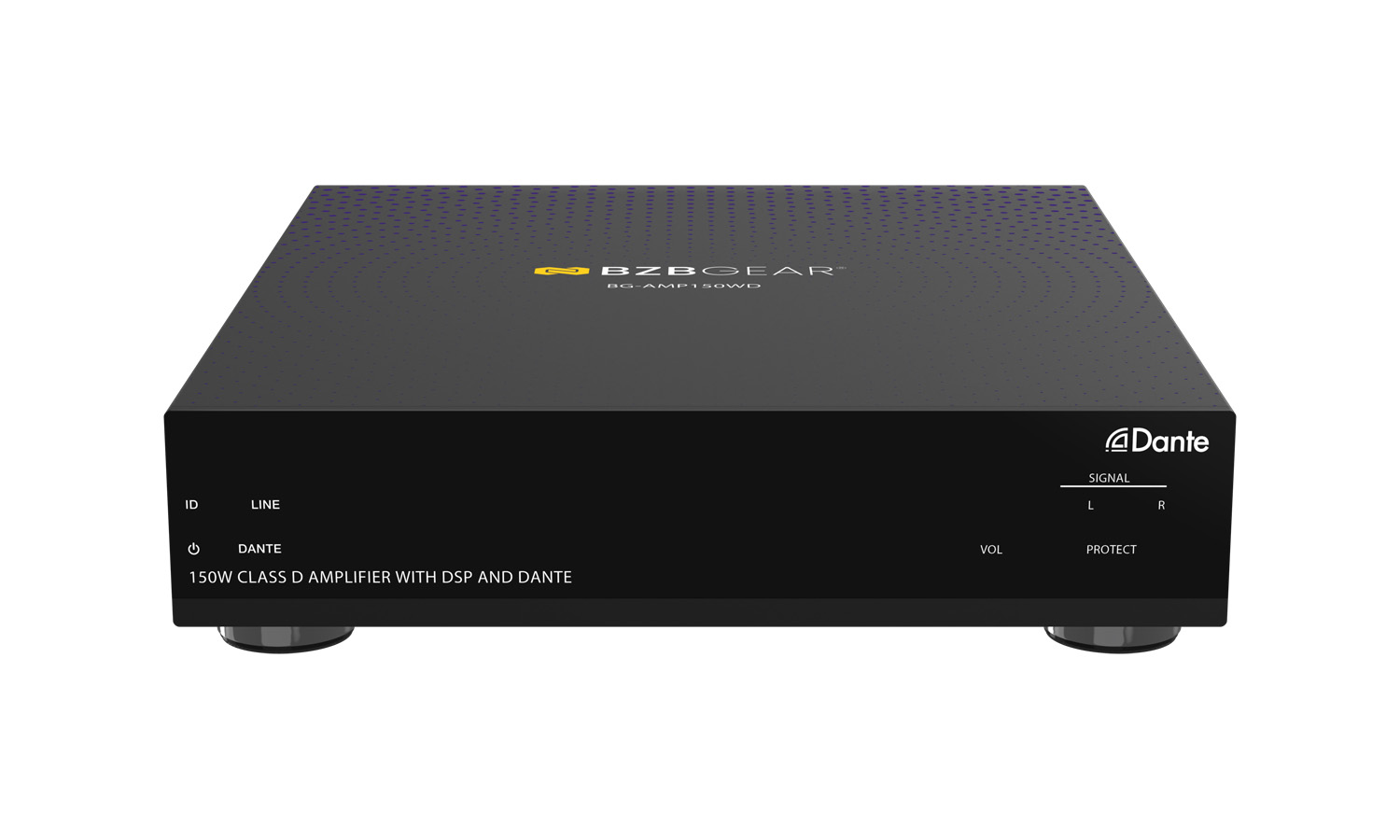 BZBGEAR BG-AMP150WD 2-Channel 150W Compact Class D DSP & Amplifier with Digital/Analog Audio and 2×2 Dante In/Out