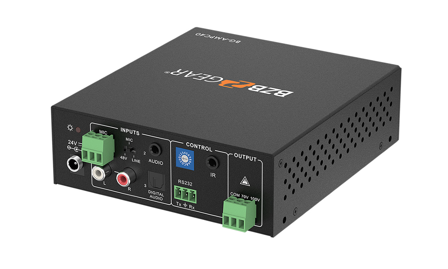 BZBGEAR BG-AMPC40 2-Channel 40W 70/100V Stereo/Mono Audio Amplifier - Image 4