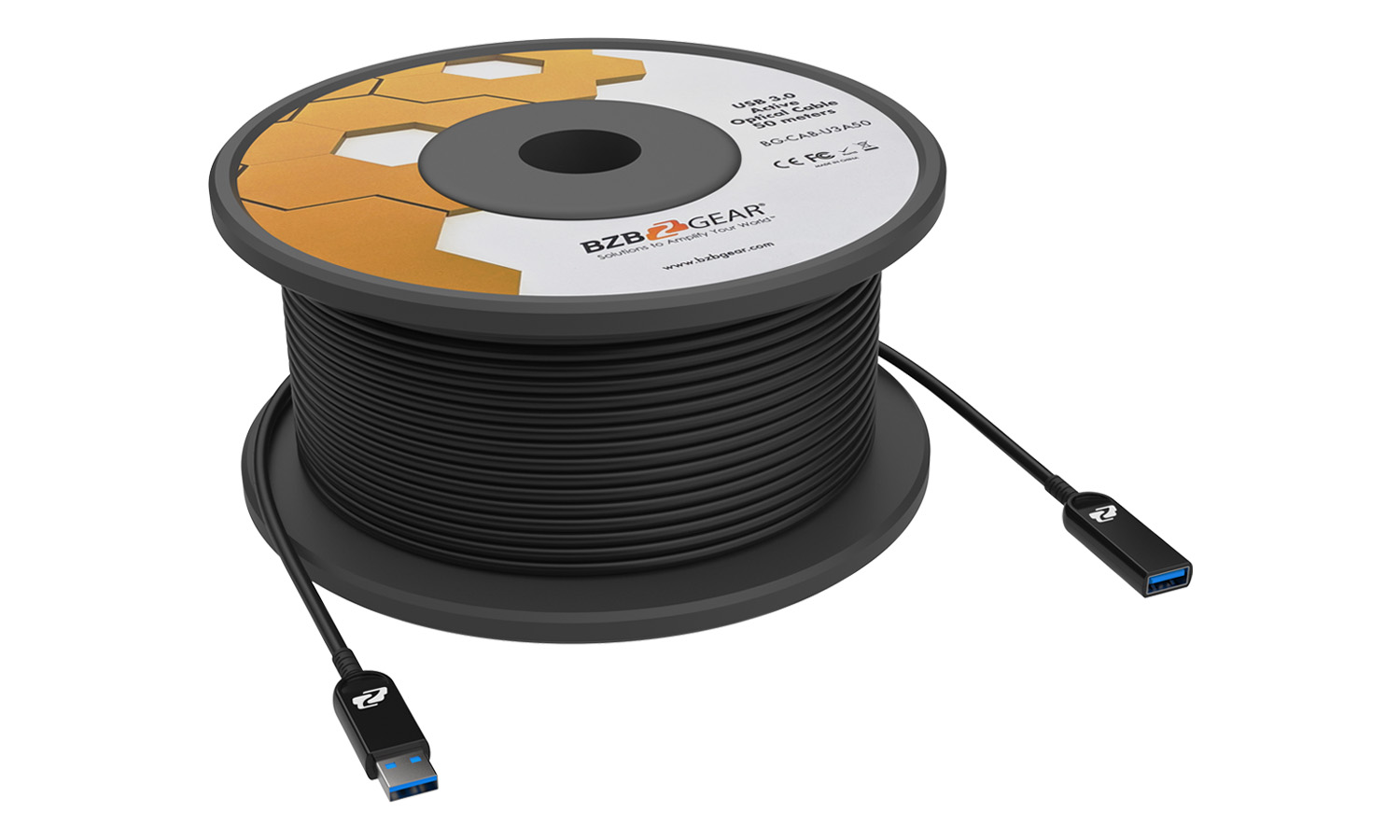 BZBGEAR BG-CAB-U3A20 USB 3.0 AM/AF Active Optical Extension Cable – 20m/66ft