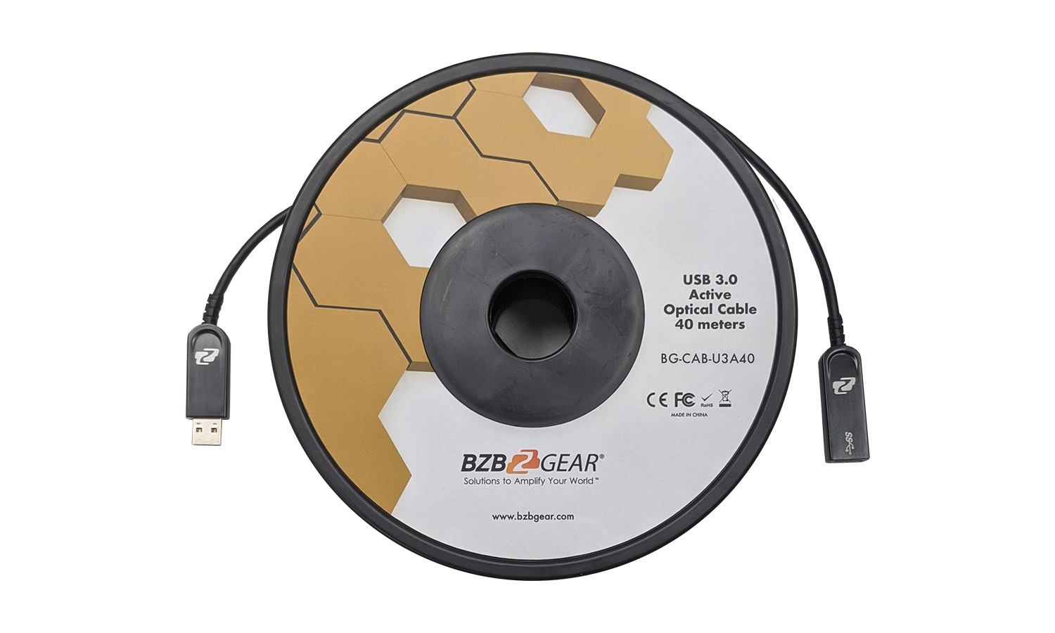 BZBGEAR BG-CAB-U3A40 USB 3.0 AM/AF Active Optical Extension Cable - 40m/132ft - Image 2