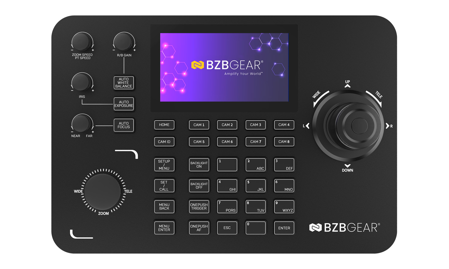 BZBGEAR BG-Commander-G2 Universal Advanced Serial and IP PTZ Joystick Controller with 5” Touch LCD Screen and POE/NDI/RS-232/422/485