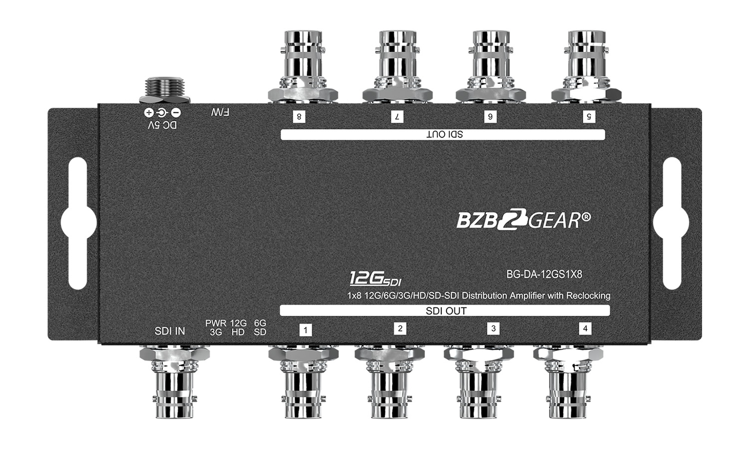 BZBGEAR BG-DA-12GS1X8 4K UHD 12G-SDI 1×8 Splitter/Distribution Amplifier