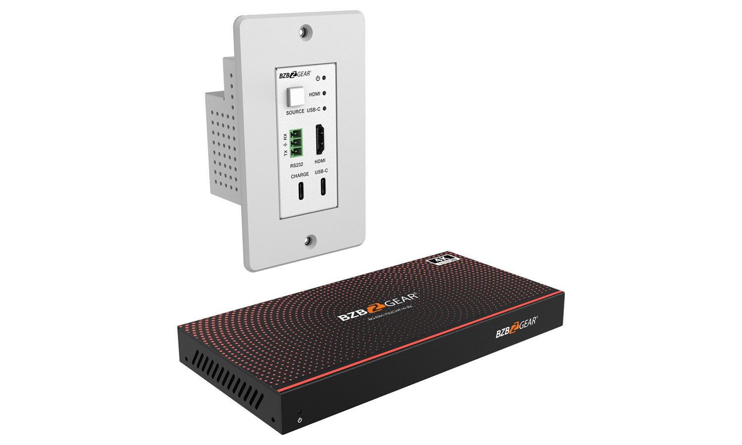 BZBGEAR BG-EXH-70UCWP-W 3×1 HDMI/USB-C Wall Plate Switcher & HDBaseT Extender Kit, 4K UHD 18Gbps with RS232 – 230ft Range