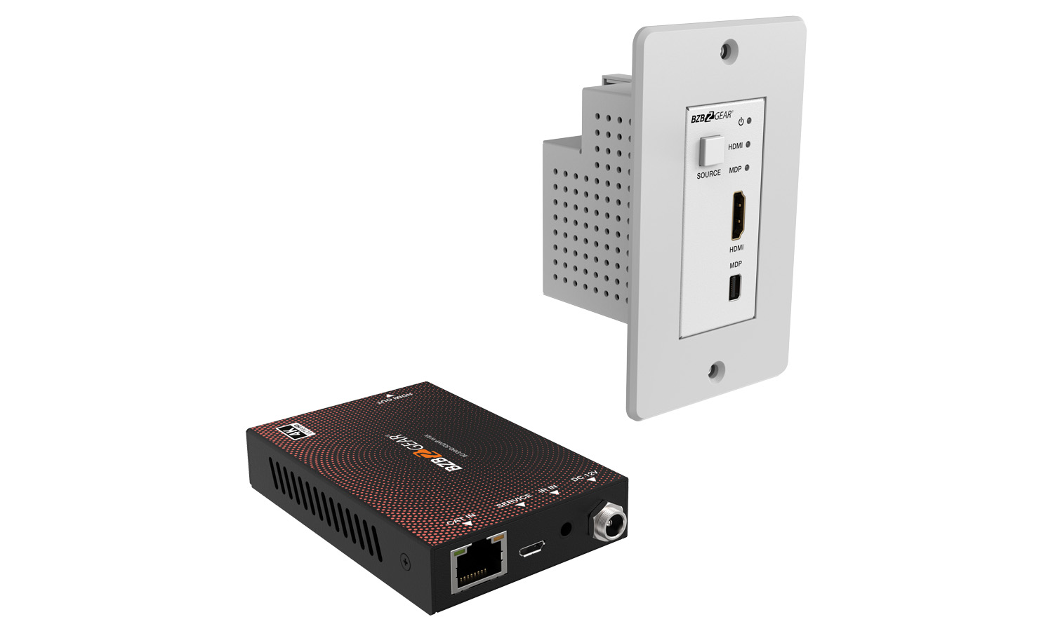 BZBGEAR BG-EXHD-50UWP-W 4K UHD 18Gbps HDMI/MDP Wall Plate Transmitter/Receiver Kit up to 164ft