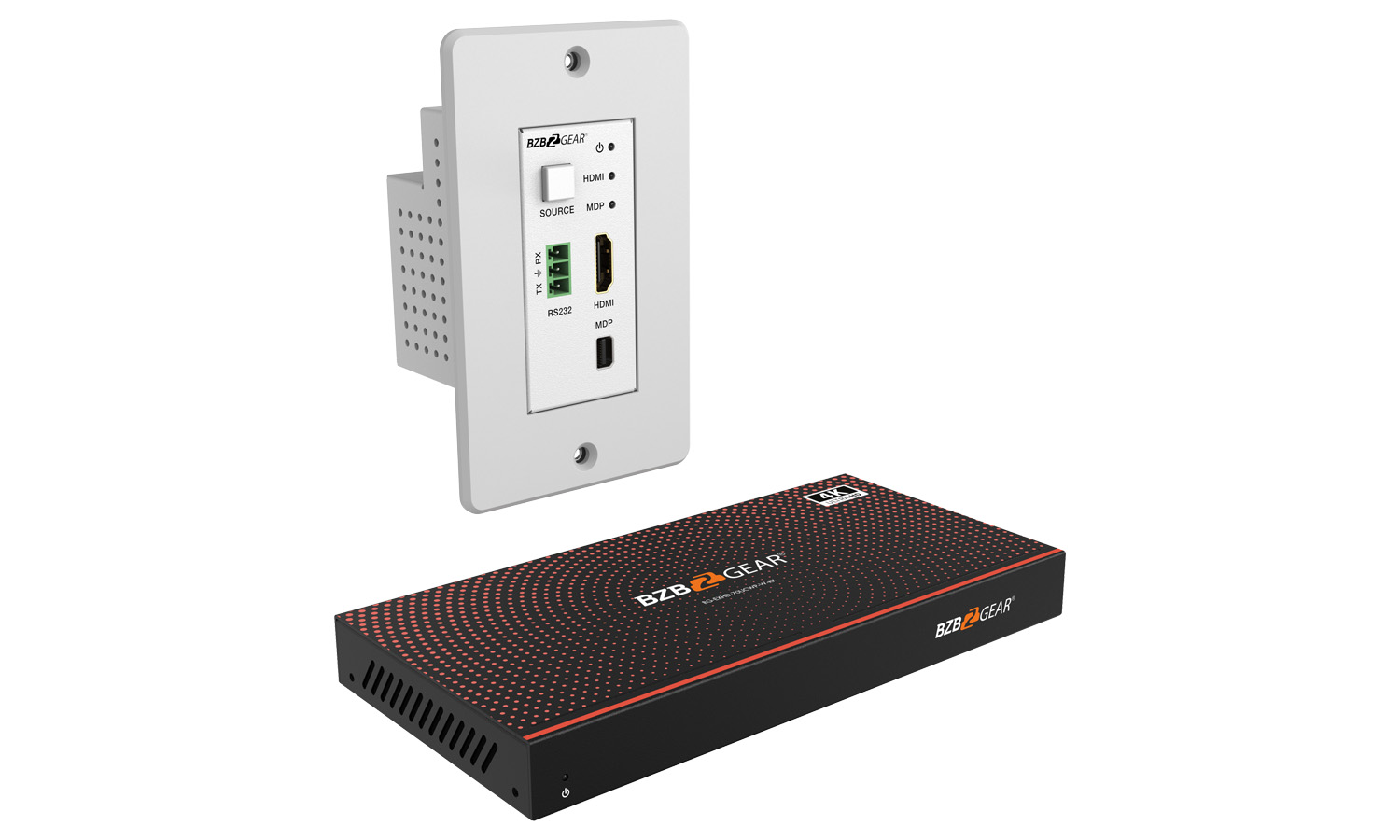 BZBGEAR BG-EXHD-70UCWP-W 3×1 HDMI/MDP Wall Plate Switcher & HDBaseT Extender Kit, 4K UHD 18Gbps with RS232 – 230ft Range