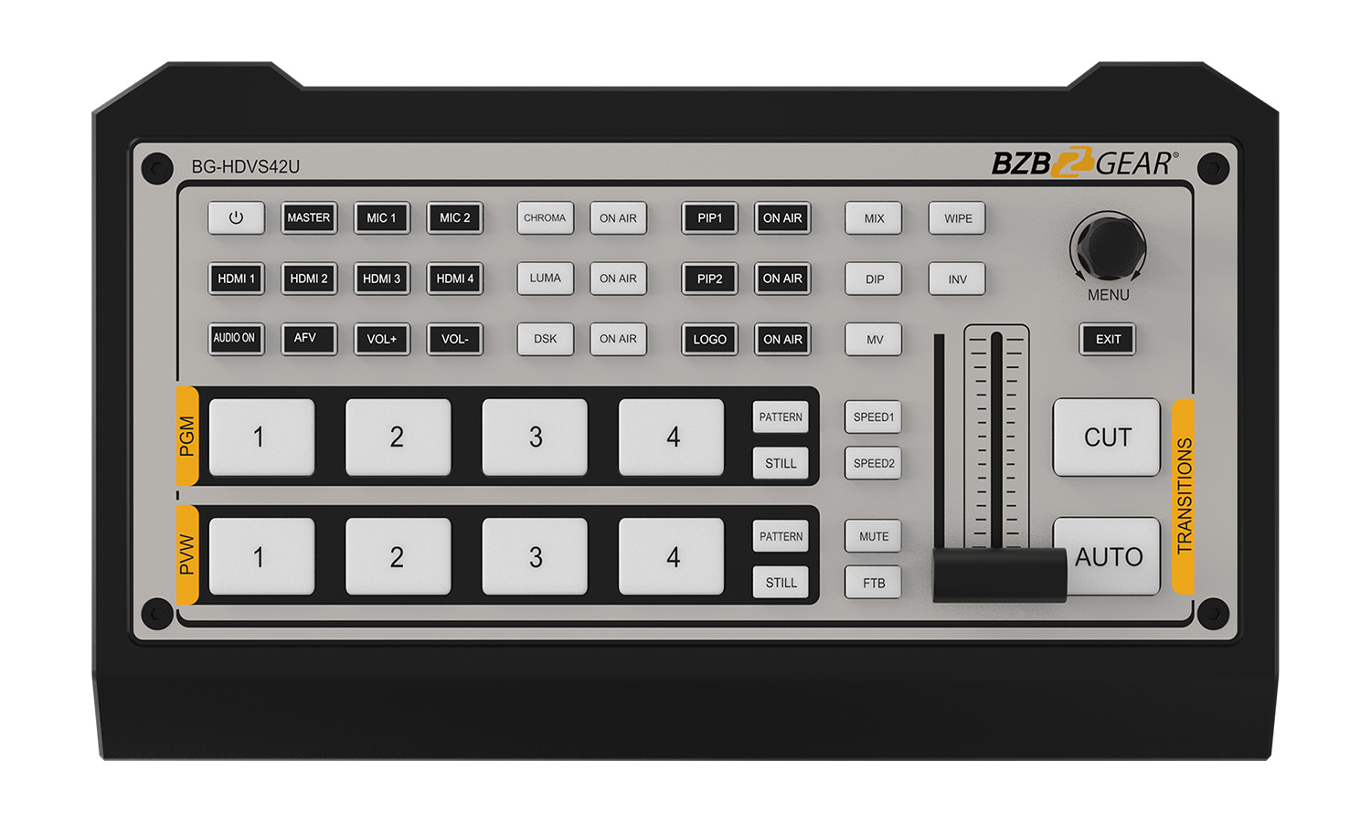 BZBGEAR BG-HDVS42U 4-Channel 1080P FHD HDMI Live Streaming Switcher Mixer with HDMI/USB-C Output