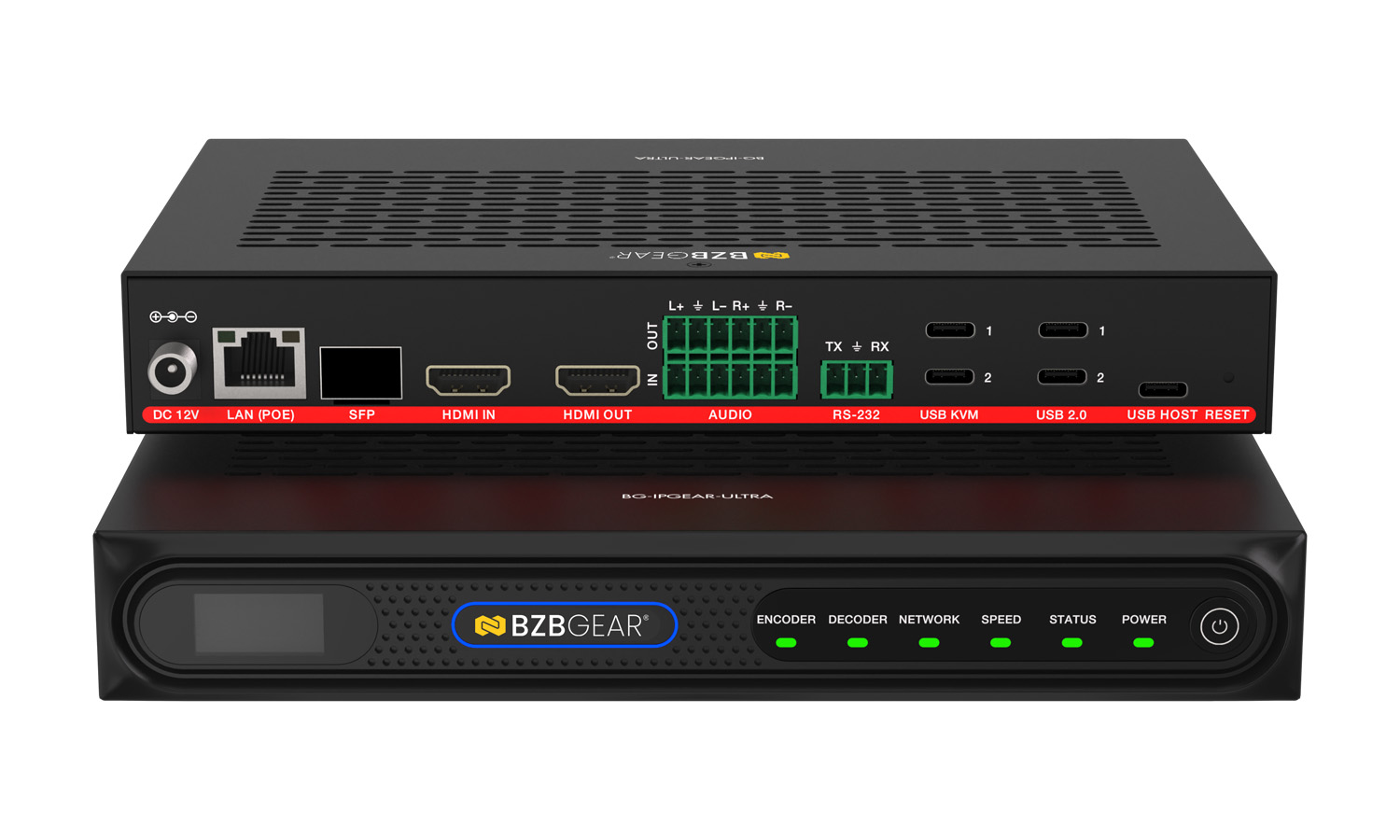 BZBGEAR BG-IPGEAR-ULTRA 4K UHD HDMI 2.0 Over IP Multicast Transceiver with Seamless Matrix Switching/Video Wall/MultiView/KVM/USB 2.0/POE Support