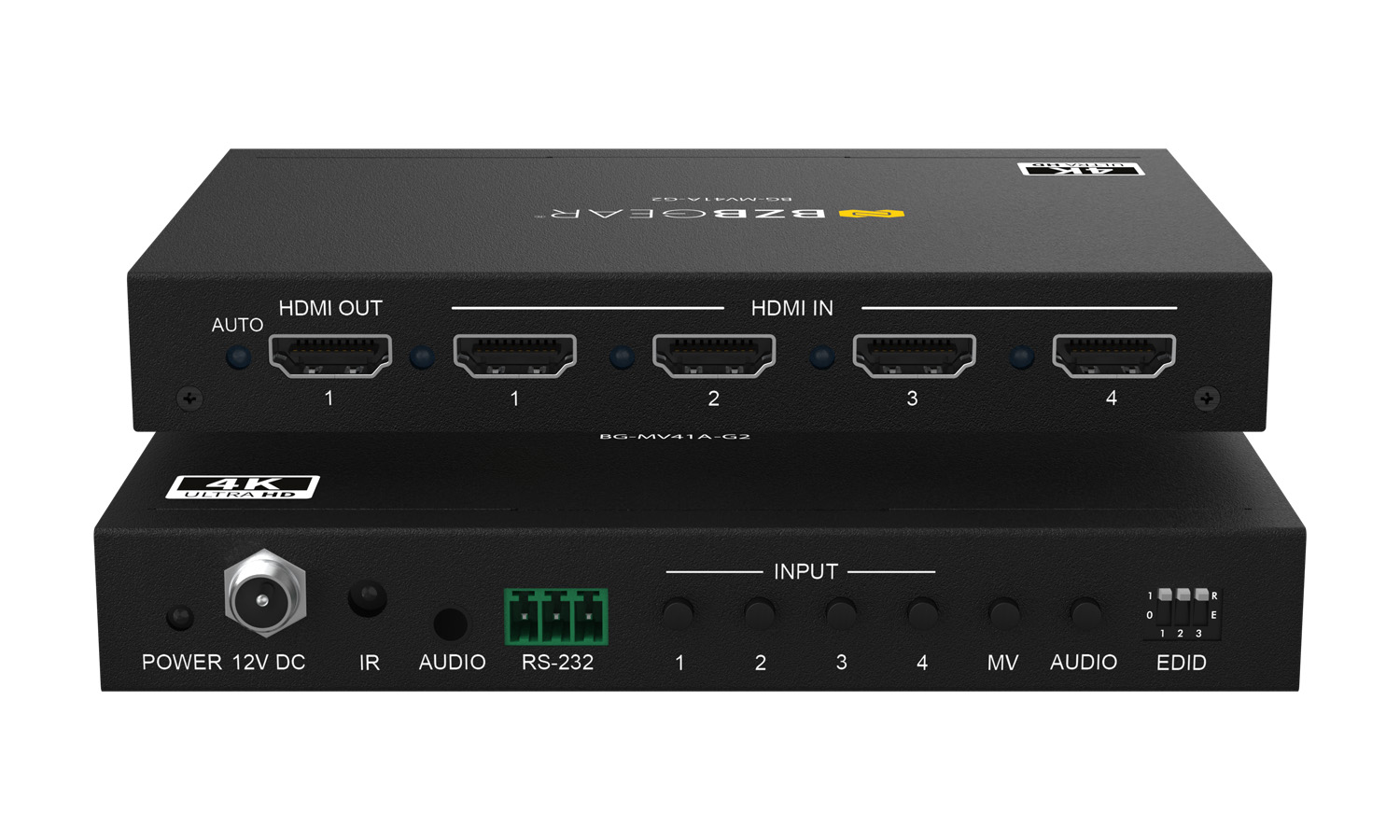 BZBGEAR BG-MV41A-G2 4×1 4K UHD HDMI Seamless Switcher/Scaler/MultiViewer with PIP/Audio De-Embedding and 8 Display Modes