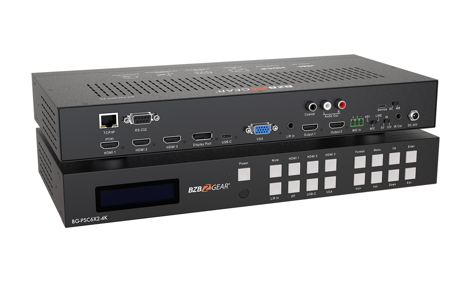 BZBGEAR BG-PSC6x2-4K 6x2 4K UHD Conference Room Presentation Switcher Scaler with HDMI/VGA/USB-C/DP and Audio - Image 8