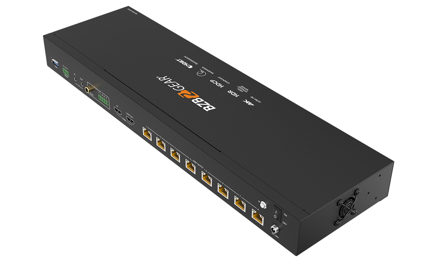 BZBGEAR BG-UDA-E18 1x8 4K UHD HDMI HDBaset Splitter/Distribution Amplifier Kit with 8 Receivers and IR/RS-232/Audio De-embedding up to 390ft Over Category Cable - Image 8