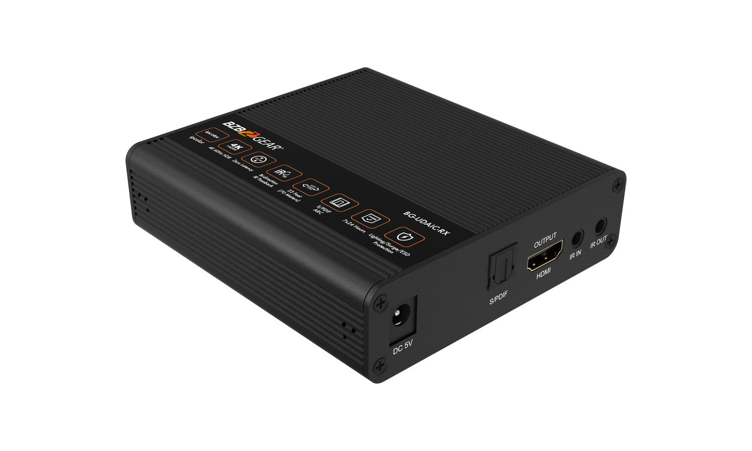 BZBGEAR BG-UDAIC-E14 1x4 4K UHD HDMI Splitter/Distribution Amplifier Kit with 4 Receivers and IR/RS-232/Audio De-embedding up to 230ft over Category Cable - Image 9