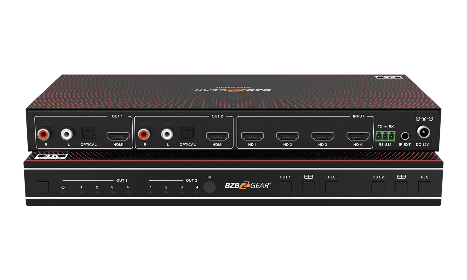 BZBGEAR BG-UHD-MVS42MA 4×2 4K UHD HDMI Seamless Switcher/Quad MultiViewer with Audio De-Embedding