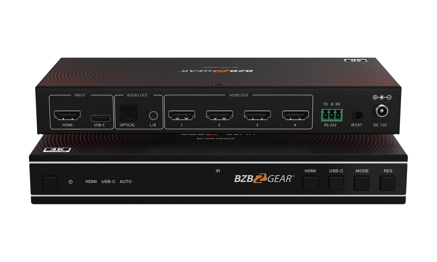 BZBGEAR BG-UHD-VW2X2A 2×2 4K UHD HDMI/USB-C Switcher and Video Wall Controller with Audio De-embedding