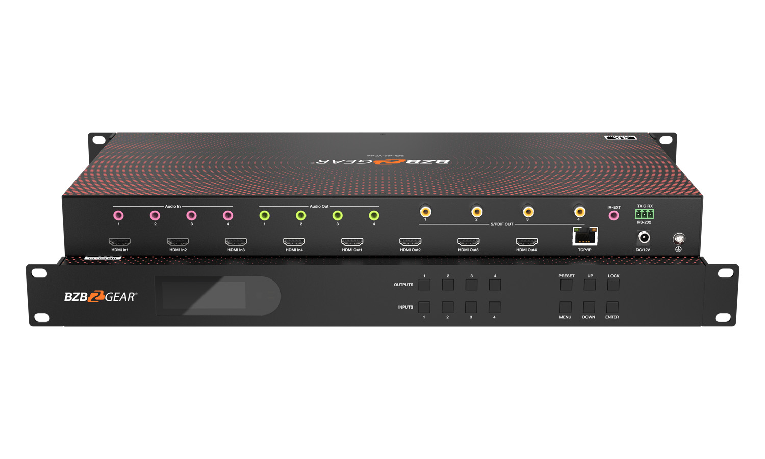 BZBGEAR BG-4K-VP44-b 4×4 4K UHD Seamless HDMI Matrix Switcher/Video Wall Processor/MultiViewer with Scaler/IR/Audio/IP and RS-232