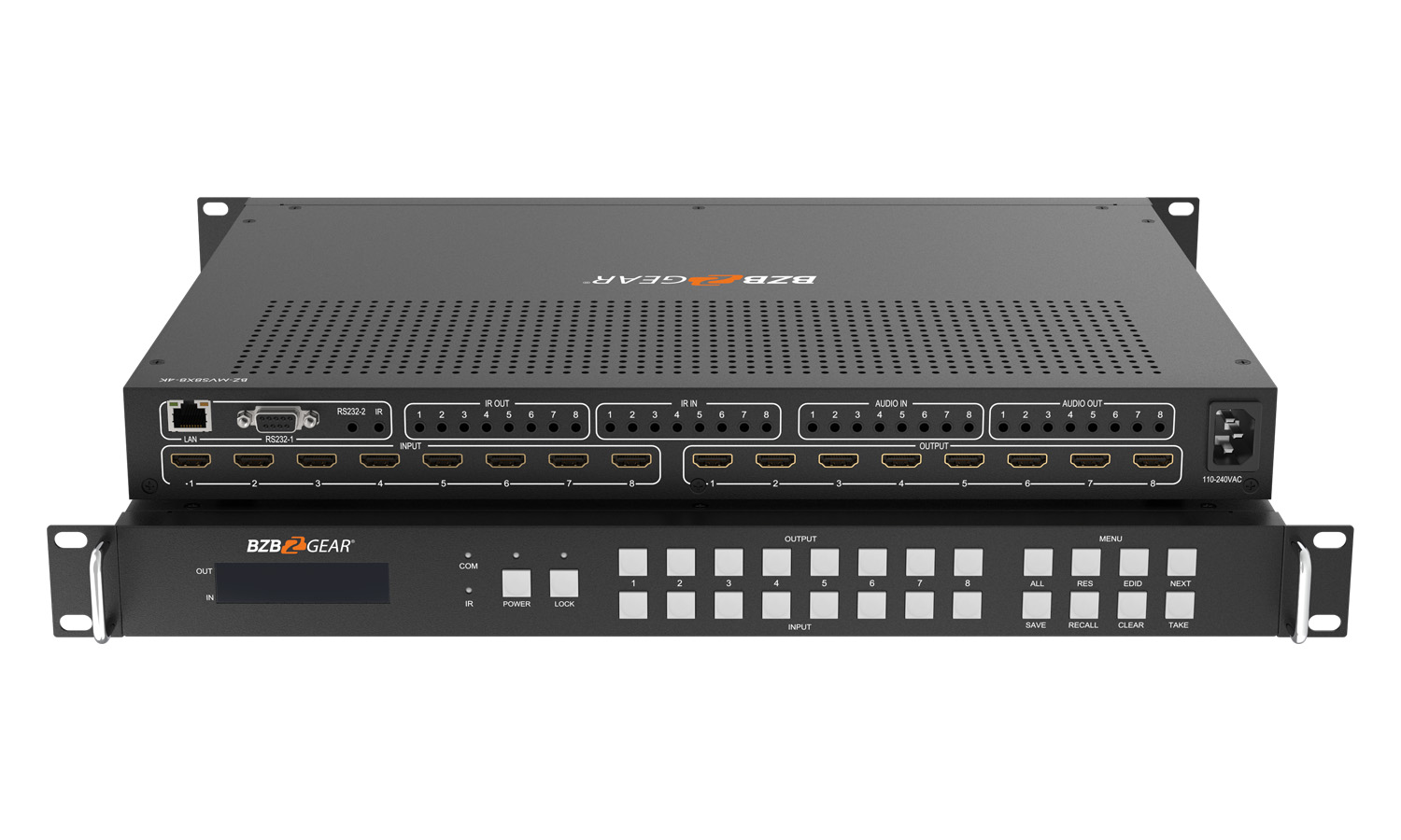 BZBGEAR BZ-MVS8X8-4K-b 8X8 4K 18Gbps UHD HDMI Video Wall Processor and Seamless Matrix Switcher with Scaler/IR/Audio/IP and RS-232